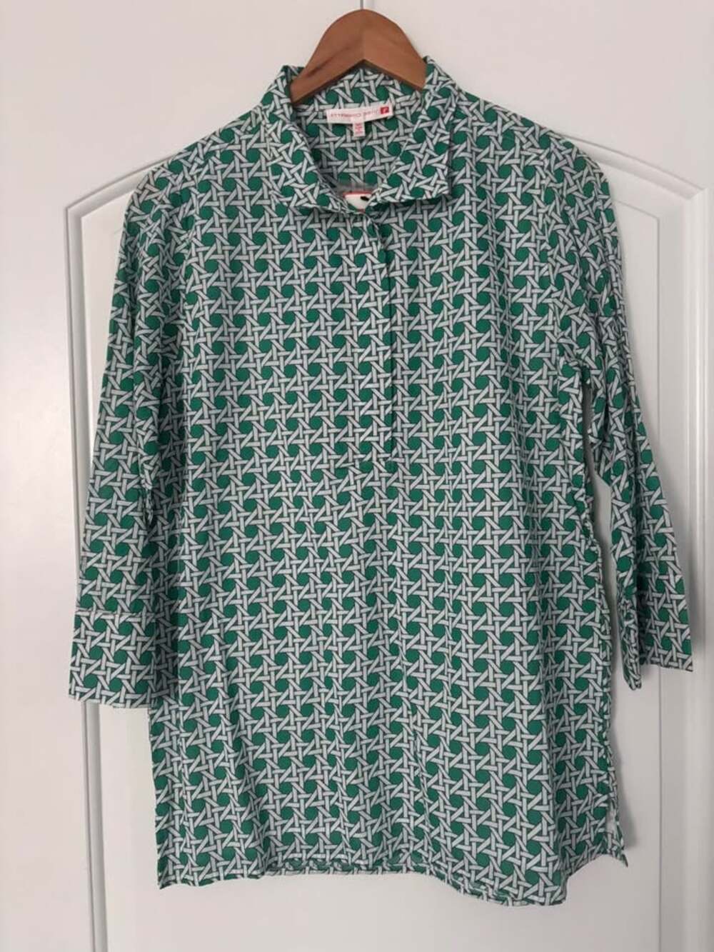 NWT Jude Connally Chris Tunic Top Sail Geo Grass Green White Knit XS